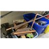 Image 3 : LARGE GROUP OF ASSORTED ITEMS- HOSE REEL, COPPER PIPES, TRAILER JACK, PLUMBING PARTS, CONCRETE MIX