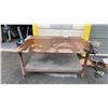 Image 1 : 1/2" THICK TOP METAL SHOP TABLE WITH HEAVY DUTY BENCH VICE MEASURES APPROX 63" X 48" X 29"H