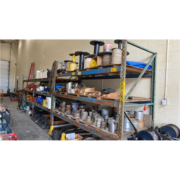 6 BAYS OF PALLET RACKING- (8) 8FT UPRIGHTS, (18) 12FT SIDE RAILS & (18) 8FT SIDE RAILS WITH WOOD