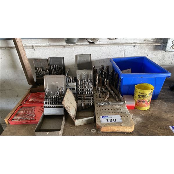 LARGE GROUP OF ASSORTED DRILL BITS & CASES