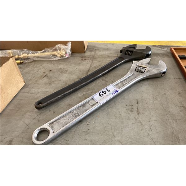 2 LARGE HEAVY DUTY ADJUSTABLE WRENCHES