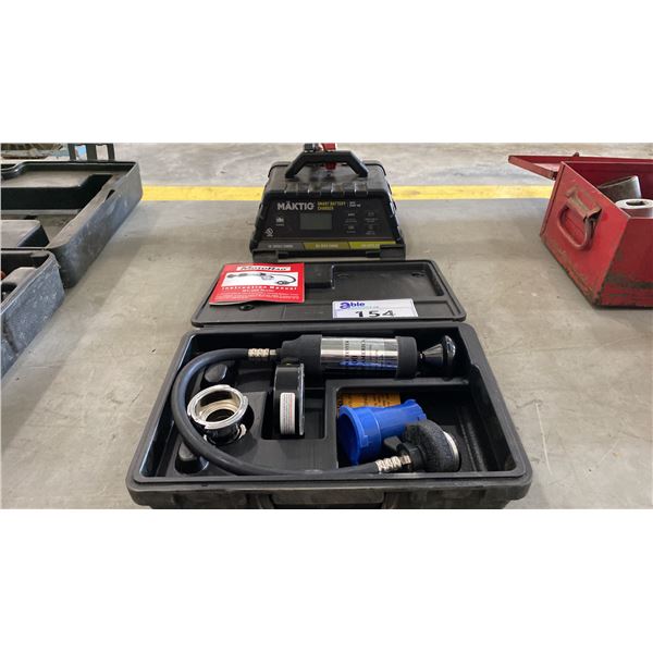 MOTO RAD MT-300 PRESSURIZED COOLING SYSTEM TESTER IN HARD TRANSPORT CASE & MAKTIG SMART BATTERY