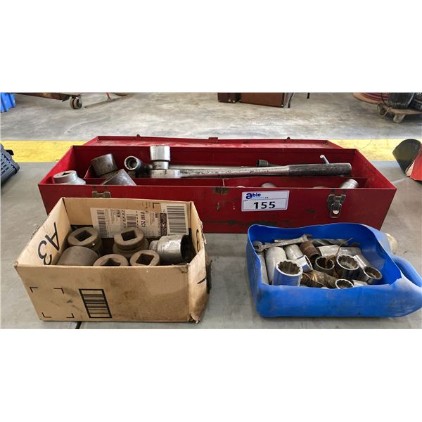 GROUP OF ASSORTED HEAVY DUTY SOCKETS & SOCKET WRENCHES