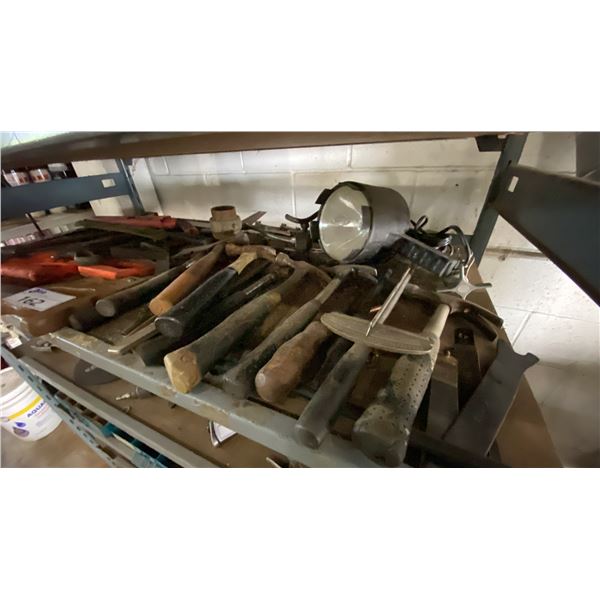 SHELF OF ASSORTED HAND TOOLS