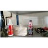 Image 16 : LARGE METAL SHELVING UNIT WITH ASSORTED CONTENTS- MOTOR OILS, GEAR OIL, MARKING PAINT, LUBRICANTS,