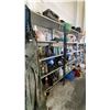 Image 1 : LARGE METAL SHELVING UNIT WITH ASSORTED CONTENTS- MOTOR OILS, GEAR OIL, MARKING PAINT, LUBRICANTS,
