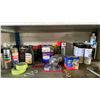 Image 3 : LARGE METAL SHELVING UNIT WITH ASSORTED CONTENTS- MOTOR OILS, GEAR OIL, MARKING PAINT, LUBRICANTS,