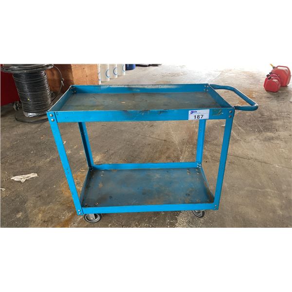BLUE METAL 2 TIER SHOP CART