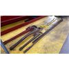 Image 1 : 3 LARGE PIPE WRENCHES, 2 MANHOLE PULLERS, LARGE PRY BAR & GRABBER BAR