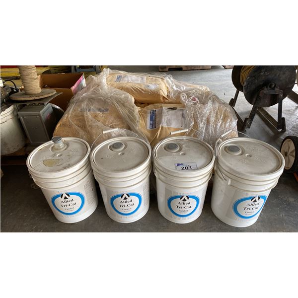 PALLET OF APPROX 7- 50LB BAGS OF AV-100 CHEMICAL GROUT GRANULES & 4- 18.9L  BUCKETS OF ALLIED
