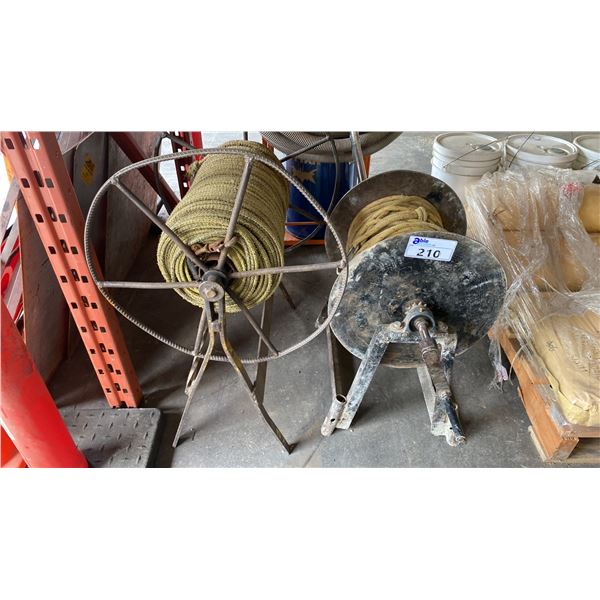 2 HEAVY DUTY METAL REELS WITH ROPE