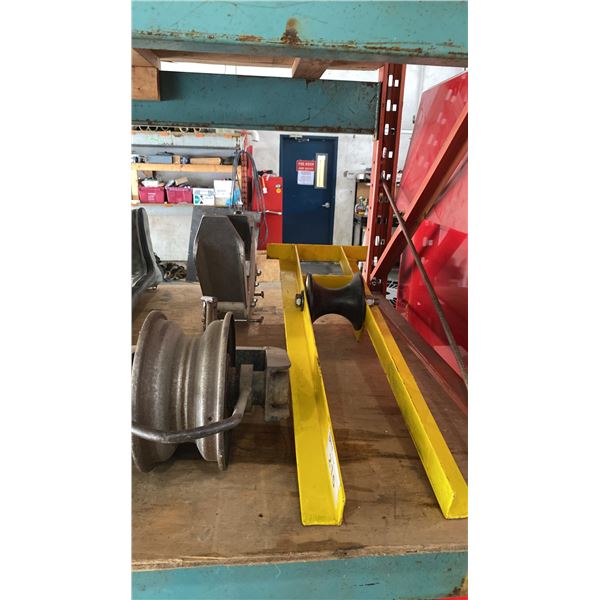 GROUP OF 3 INDUSTRIAL PULLEY ASSEMBLIES