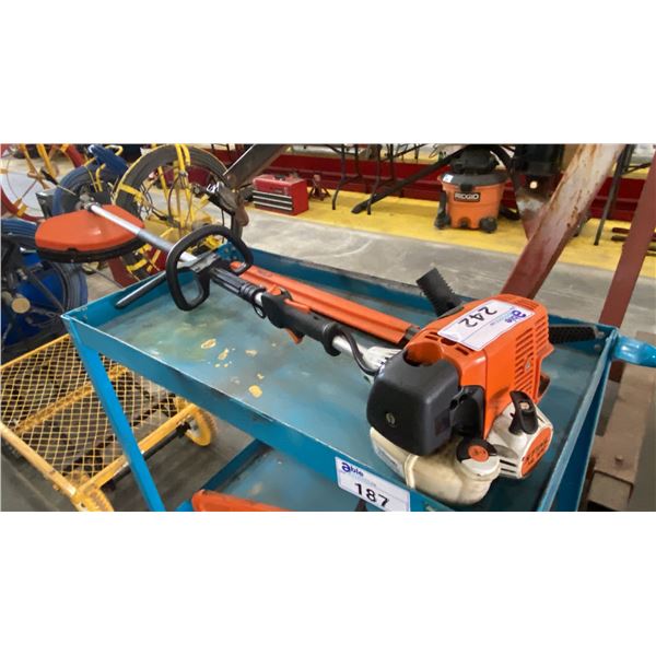 STIHL HL 100 LONG REACH GAS POWERED HEDGE TRIMMER WITH BRUSH CUTTER ATTACHMENT