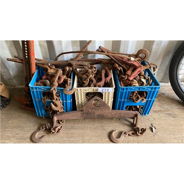 LARGE GROUP OF ASSORTED CHAIN & LEVER CHAIN LOAD BINDERS