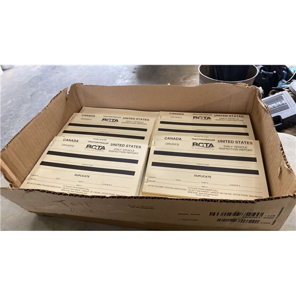 BOX OF BCTA DAILY VEHICLE INSPECTION REPORT LOGGING BOOKS