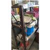 Image 4 : 2 OFFICE DESKS, 3 SMALL METAL UTILITY SHELVES & CUBBY STYLE BOOKSHELF *CONTENTS NOT INCLUDED*