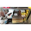 Image 5 : 2 OFFICE DESKS, 3 SMALL METAL UTILITY SHELVES & CUBBY STYLE BOOKSHELF *CONTENTS NOT INCLUDED*