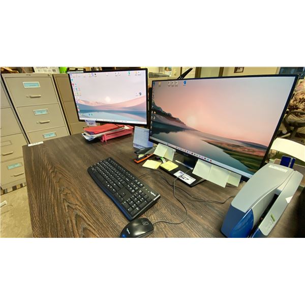 2- 27" COMPUTER MONITORS & ACER ASPIRE COMPUTER WITH KEYBOARD & MOUSE *HDD REMOVED*