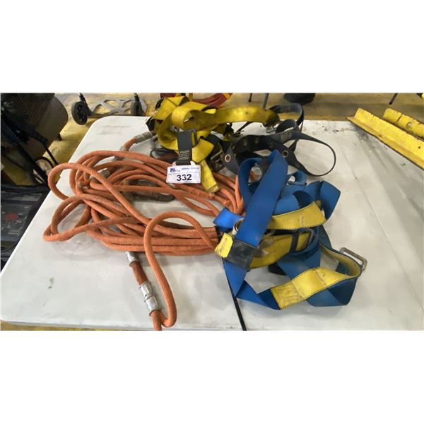 2 SAFETY HARNESSES & FALL LINE