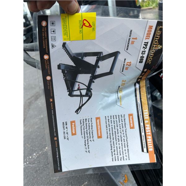 2-New Landhonor TP213080 Tree/Post Puller For Skid Loader - 2 X $