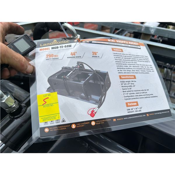 4-New Landhonor  MGB7244W  44" W  Mini Grapple Bucket For Skid Loader - 4 X $