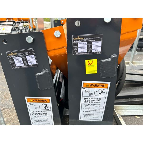 4-New Landhonor  HPF113000G  Hydraulic Forks/Frame For Skid Loader - 4 X $