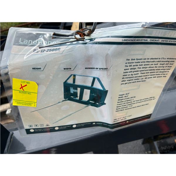 10-New Landhonor  BS122500G Bail Spears For Skid Loader - 10 X $