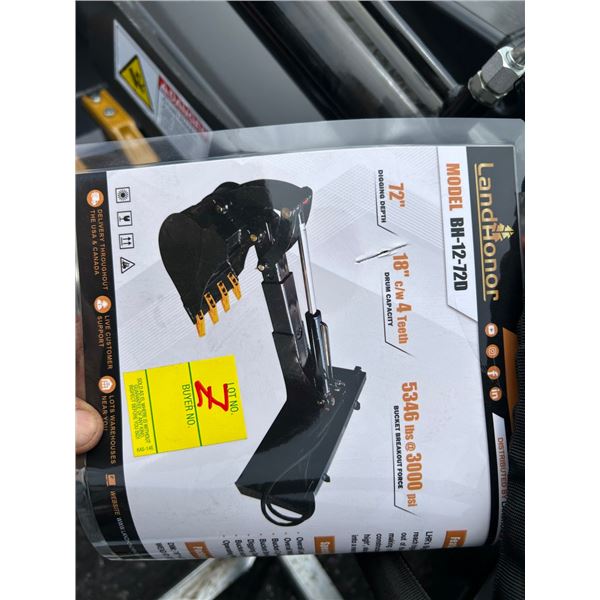 2-New Landhonor  BH1272D  Big Arm Back Hoe For Skid Steer - 2 X $