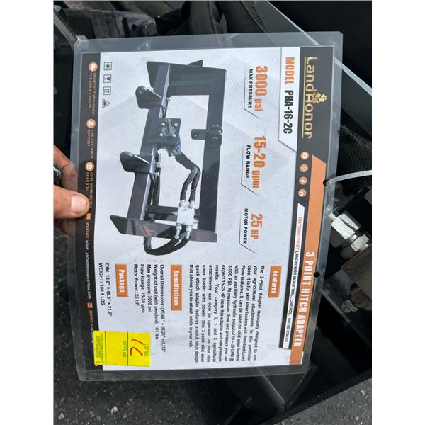New Landhonor  PHA162C  3PT  Hitch Adapter for Skid Loader