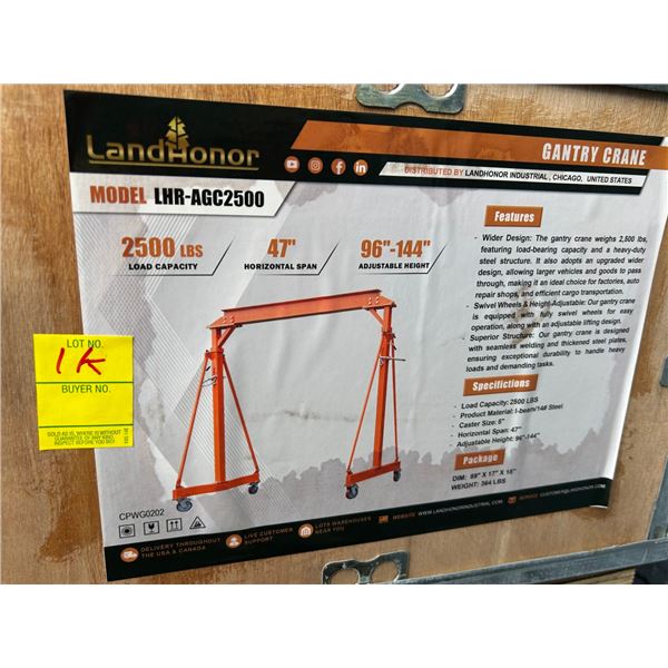 2-New Landhonor  LHRAGC2500  LB  Cap  Gantry Crane - 2 X $