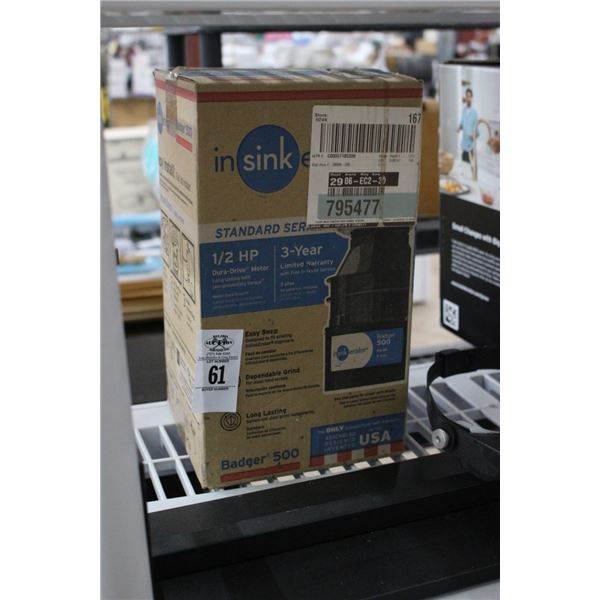 Insinkerator Bagger  1/2 HP  Disposal In Box