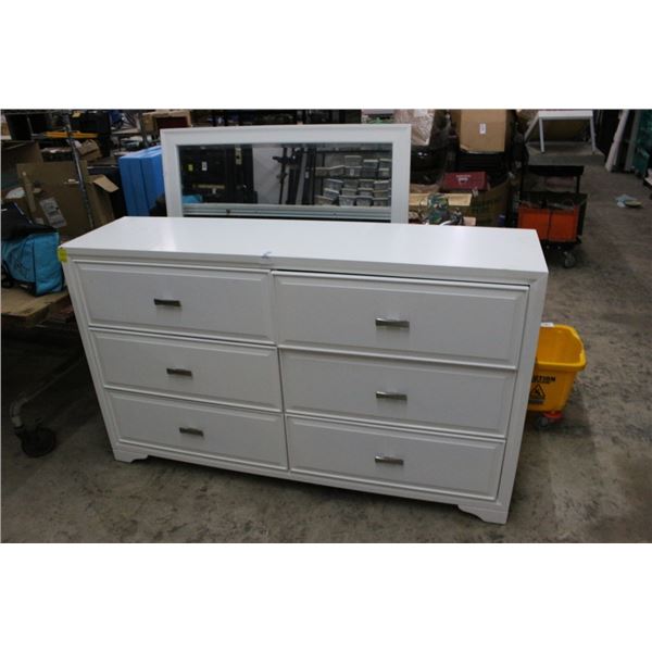 White 6 Drawer Dresser w/Mirror