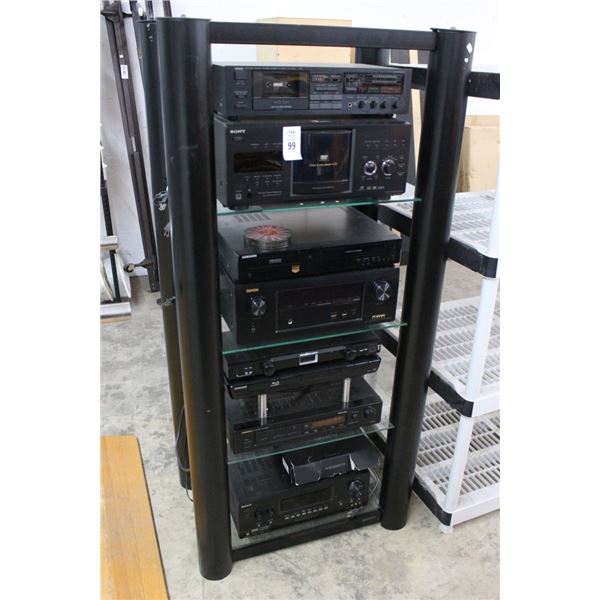 Denon/Onkyo/Sony/Yamaha Audio Componants w/Rack - 8