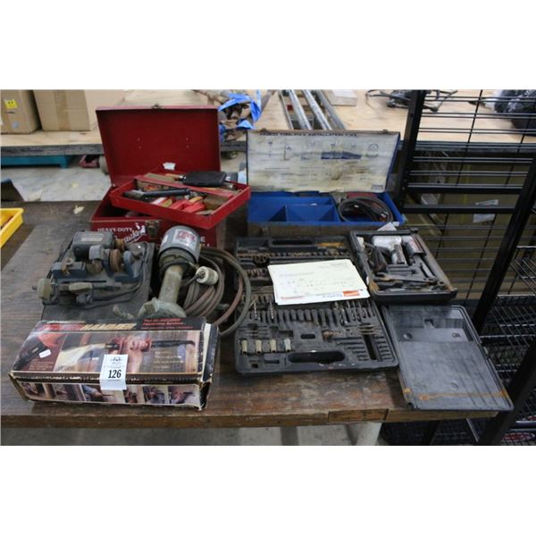 Stud Gun, Bit Set, Milwaukee HD Drill, Pump, Sharpener, Cordless Drill