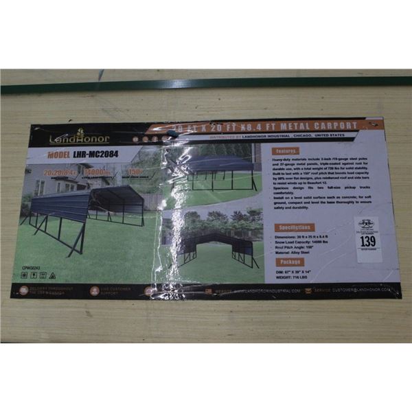 2-New Landhonor  LHRMC2084  20'  X  20'  X  8.4'  Metal Carport - 2 X $