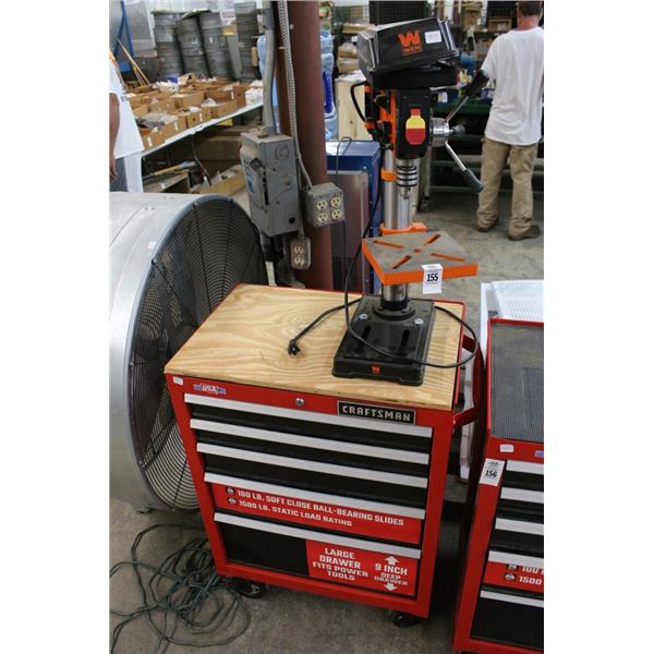 Wen Bench Top Drill Press, Craftsman 5 Drawer Tool Cart w/Some Supplies