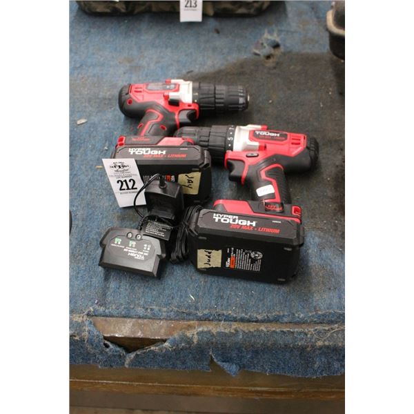 Hyper Tuff Cordless Drills 2 w/Batteries/Chargers