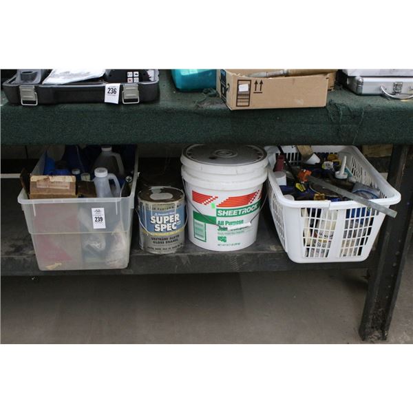 Joint Compound, Maintenance Fluids, Wood Clamps - Bottom Shelf