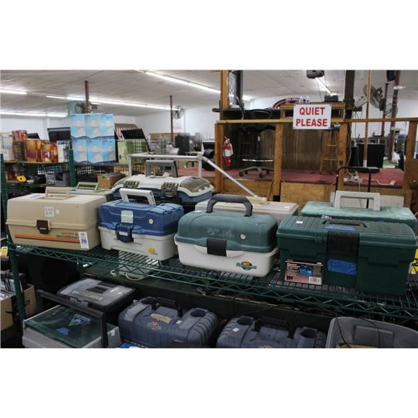 Shelf Lot of Tackle Boxes w/Some Tackle