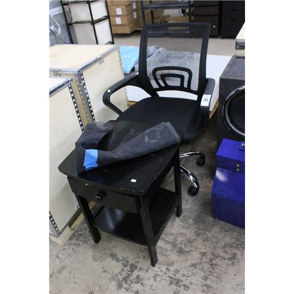 Black Seretarial Chair, End Table