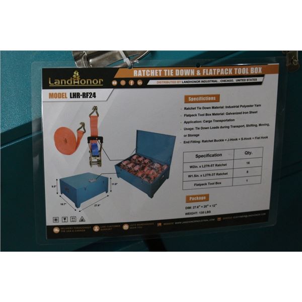 3-New Landhonor  LHRRF24  Ratchet, Tie Down, Flat Pack Toolbox - 3 X $