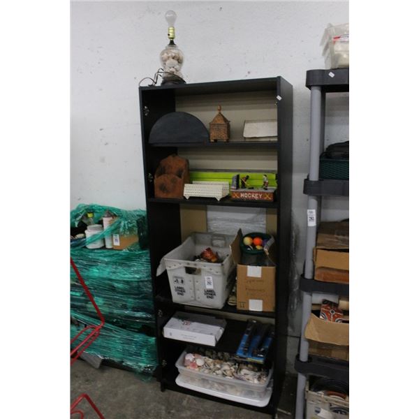 Home Goods, Sea Shells, More w/Black Storage Shelf