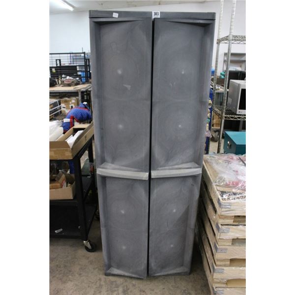 Grey Plastic Storage Cabinet w/Asst. Paint Supplies