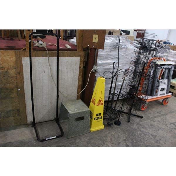 Merchandising Racks, Safety Cone, Step Stool, Dolly