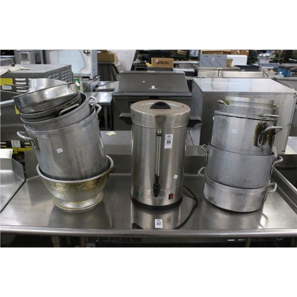 Stock Pots 6, Collanders, Waring Coffee Dispenser