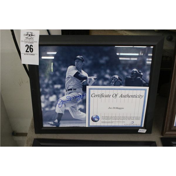Joe Dimaggio Autographed Photo w/COA