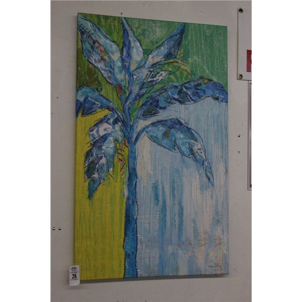 Unframed Oil On Canvas Palm Painting - 20"  X  36"