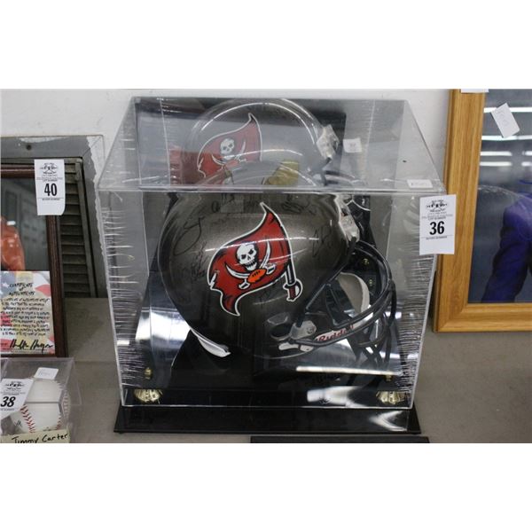 TB Bucs Team Autographed Helmet in Showcase