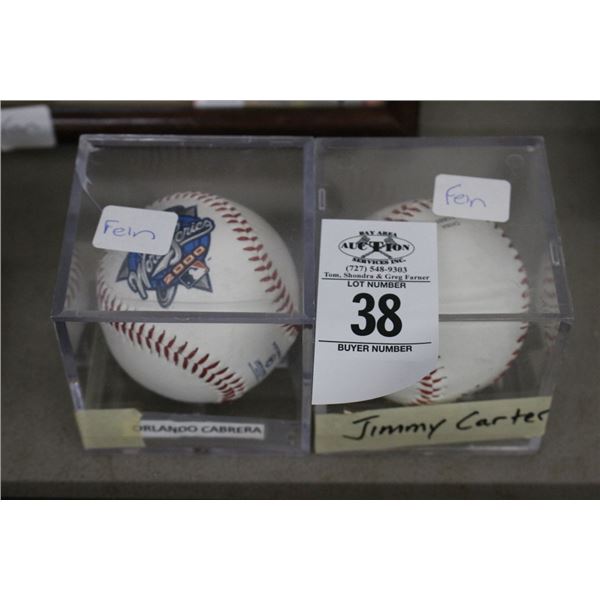 Autographed Souvenir Baseballs 2 Signed Jimmy Carter/Bill Clinton