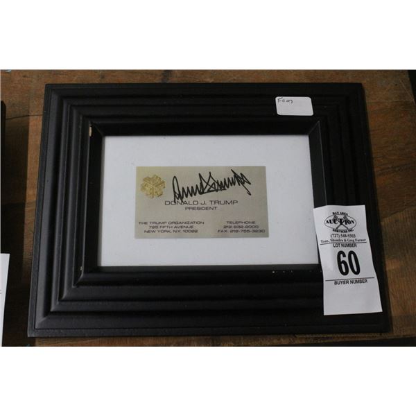 DJT Autographed Business Card - Framed